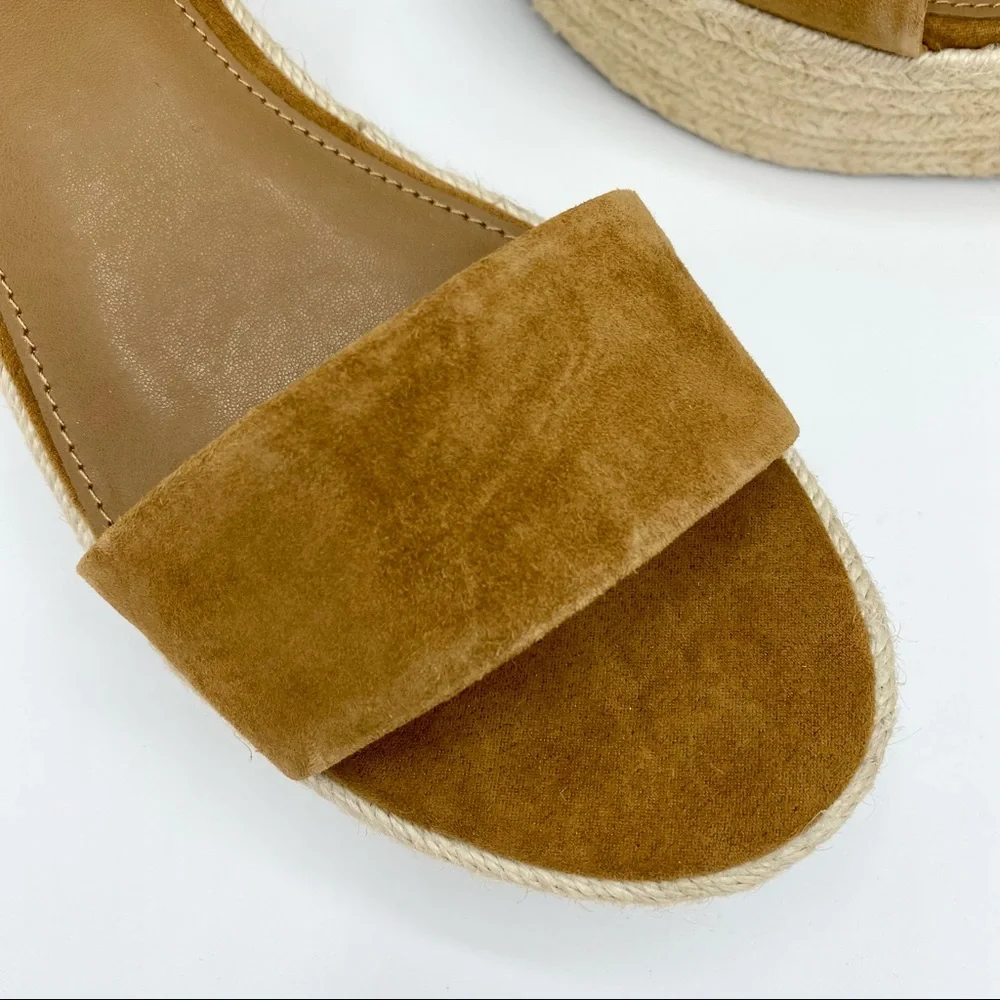 Marc Fisher Light Brown Suede Jazlyn Studded Ankle Strap Espadrille Sandal